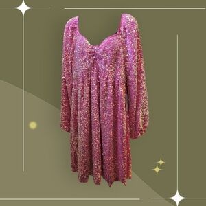 ✨ NWT Ivy City Co Jewel Dress In Pink Sequin Size L